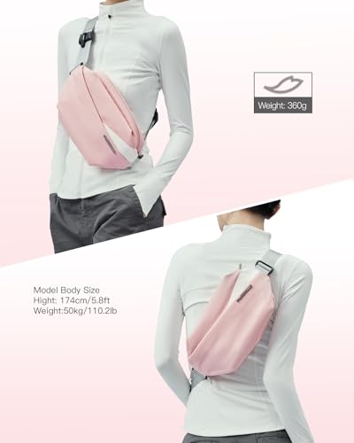 Inateck Sling Bag X, Multi-pocket Crossbody Shoulder Chest Bag with Adjustable Shoulder Strap, Water-resistant Waist Fanny Pack for Men, Women, Travel, Daily Use, Cycling, Hiking, Pink, Large - color: Pink, size: Large