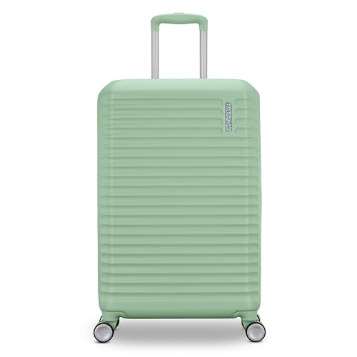 American Tourister Stratum 3.0 Medium 24-Inch Spinner, Airline Approved, Durable Hardside Luggage, Expands 1.5", RightHeight™ Adjustable Handle, Surrel Green - color: Surreal Green, size: Medium - Checked