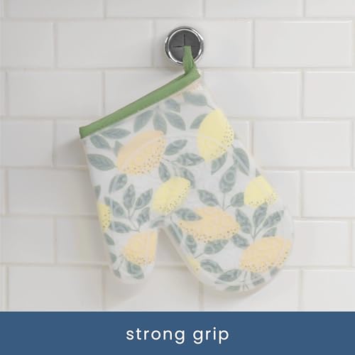 S&T INC. Round Adhesive Push Towel Hooks for Kitchen, Hand and Dish Towels, Grey, 4 Pack - color: Gray