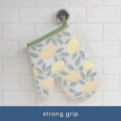 S&T INC. Round Adhesive Push Towel Hooks for Kitchen, Hand and Dish Towels, Grey, 4 Pack - color: Gray