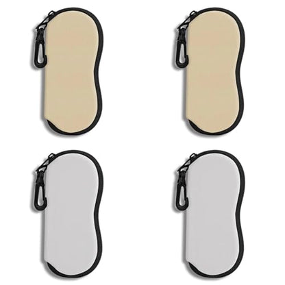 Hion Sunglasses Soft Case Ultra Light Neoprene Zipper Eyeglass Case With Belt Clip - color: 4pcs-2pcs Khaki+2pcs Grey