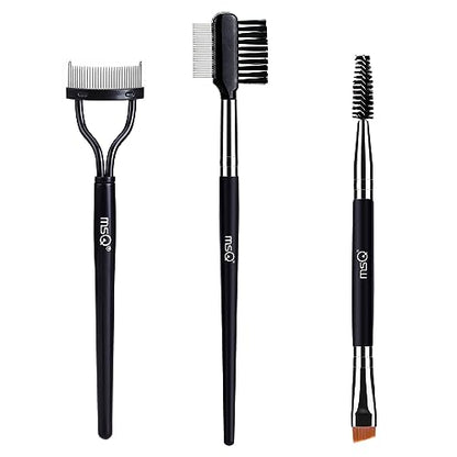 MSQ Eyebrow Brush and Comb Eyelash Brush Eyelash Separator Eye Brow Comb & Spoolie Brush Professional Mascara Brushes Eyebrow Eyelash Grooming Brush Eye Makeup Tools Set (3 PCS) - size: 3 PCS