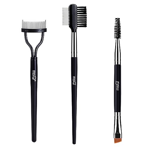 MSQ Eyebrow Brush and Comb Eyelash Brush Eyelash Separator Eye Brow Comb & Spoolie Brush Professional Mascara Brushes Eyebrow Eyelash Grooming Brush Eye Makeup Tools Set (3 PCS) - size: 3 PCS