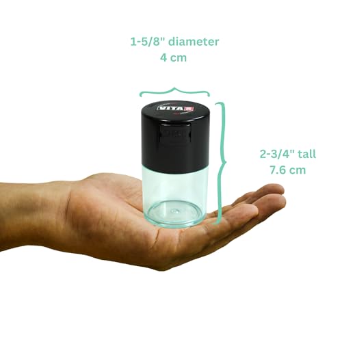 Vitavac - 5g to 20 grams Vacuum Sealed Container - Black Cap & Clear Body - color: Black Clear