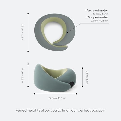 Ostrichpillow Go Neck Pillow, Travel Pillows for Airplanes, Premium Memory Foam Travel Pillow, 360º Ergonomic Design, Asymmetrical Sides, Travel Bag Included, Washable Modal Cover - color: Forest Snooze