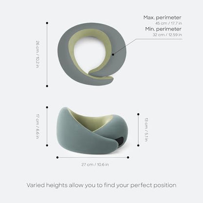 Ostrichpillow Go Neck Pillow, Travel Pillows for Airplanes, Premium Memory Foam Travel Pillow, 360º Ergonomic Design, Asymmetrical Sides, Travel Bag Included, Washable Modal Cover - color: Forest Snooze