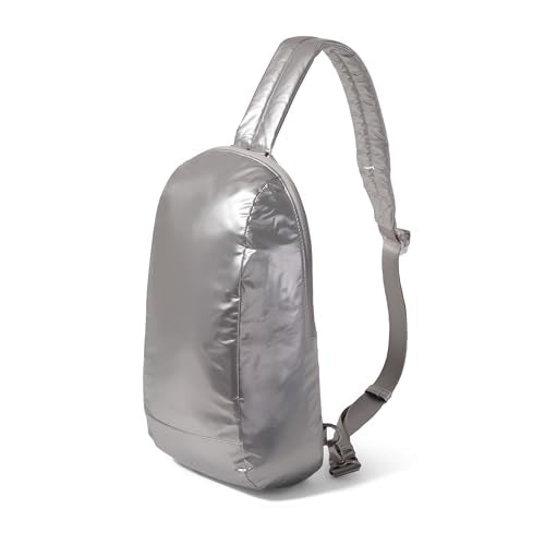 Baggallini Swift Sling - Lightweight 7.25"x 12.5" Crossbody Sling Backpack with Convertible - color: Silver Metallic