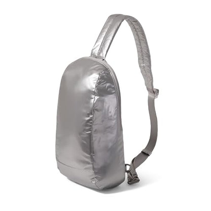Baggallini Swift Sling - Lightweight 7.25"x 12.5" Crossbody Sling Backpack with Convertible - color: Silver Metallic