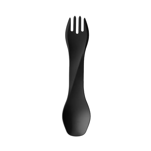 humangear GoBites Uno | Travel & Camping Utensils | Portable & Convertible Dining Ware | Multi-Functional Spork, Black - color: Black