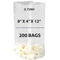 Clear Gusseted Bags 0.75 Mil, 8" X 4" X 12" & 200 Bags| LDPE Material, For Food Packaging, Storage & Display | Heat Sealable Plastic Bag, Ideal for Bakery, Deli, Snacks, and Commercial Use - size: 8" X 4" X 12" & 200Bags