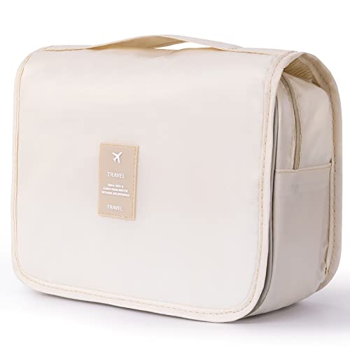 Hanging Toiletry Bag for Women, Travel Size Toiletries bags with Hook, Travel Makeup Bag for Cosmetic Storage Organizer Beige - color: Beige