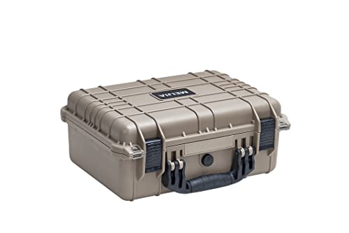 MEIJIA Portable All Weather Waterproof Protective Case,Hard Case,Camera Case With Customized Fit Foam,Fit Use of Drones,Camera,Equipments,Pistols,13.35 x11.63x5.98inches (Desert Tan) - color: Desert Tan