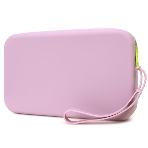 Silicone Large Makeup Bag, Travel Toiletry Bag For Women Big Makeup Bag Organizer Portable Cosmetic Bag Zipper Pouch Purse Waterproof Makeup Storage Bag (Medium Purple) - color: Medium Purple