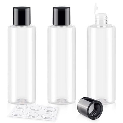 Clear 200ML/6.8OZ Travel Size Toiletries, 3 Pack Plastic Travel Bottles, Double Leak Proof Travel Size Containers for Shampoo, Lotion, Body Wash, Refillable Empty Travel Bottles with 6pcs Labels - color: Clear, size: 200ml(3pcs)