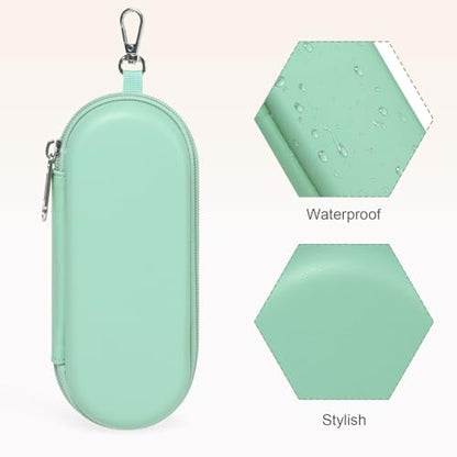 Double Eyeglasses Case, Dual Glasses Sunglasses Organizer with Zipper Closure, Eyewear Storage Box for Men Women Travel - color: Green