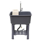 Laundry Sink, Freestanding Plastic Laundry Sink With Washboard Utility Sink Laundry Tub Indoor and Outdoor Utility Sink with Faucet Hoses Drain Kit for Laundry Room Washing Room Garden Garage - color: 23.62*15.75*30.12in -Gray