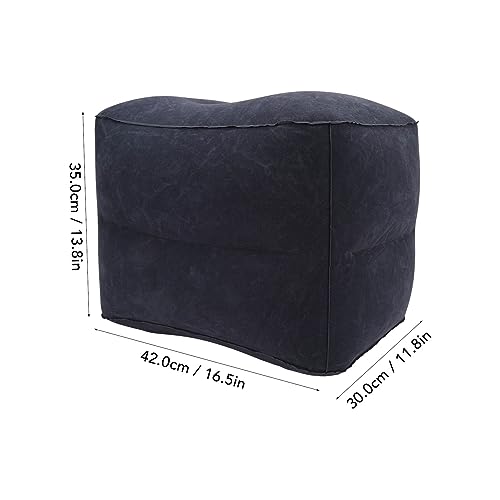 Foot Rest Pillow Inflatable Two Layer Single Air Valve PVC Flocking Portable Reducing Fatigue Airplane Foot Pillow for Office Home Travel (Dark Blue) - color: Dark Blue