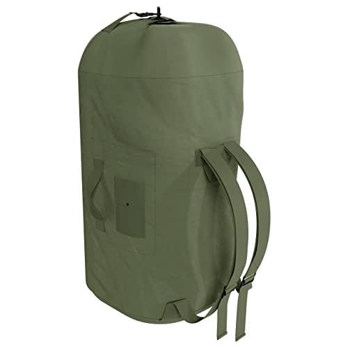 BaHoki Essentials Canvas Duffel Bag - Heavy Duty Top Load Duffel Sea Bag - Military Green Cargo Travel Bags - size: Large
