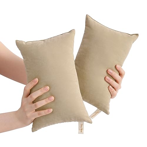 BEDSUM Tiny Pillows, 11x7 Mini Microfiber Small Pillow for Neck and Lumbar Support - Machine Washable Cushion for Office Desk, Backpacking and Travel - Pillow Inserts, 2 Pack, Taupe - color: Taupe, size: 11x7 inches