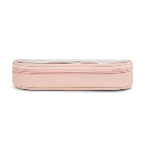 Montana West X Wrangler Travel Makeup Bag 2pcs Set Large Cosmetic Bag with Makeup Brush Holder Portable Make Up Organizer Cute Toiletry Bag with Divider and Handle for Women - color: Light Pink