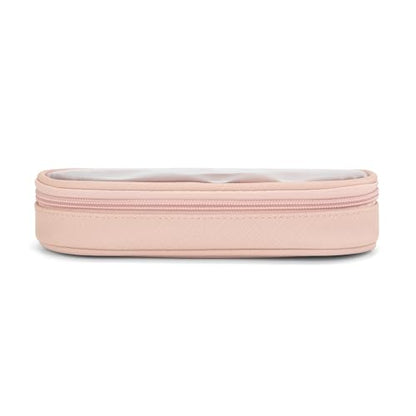 Montana West X Wrangler Travel Makeup Bag 2pcs Set Large Cosmetic Bag with Makeup Brush Holder Portable Make Up Organizer Cute Toiletry Bag with Divider and Handle for Women - color: Light Pink