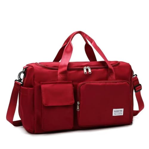 New men's and women's splash proof sports hand travel fitness shopping weekend camping overnight bags. (Wine red) - color: Wine red
