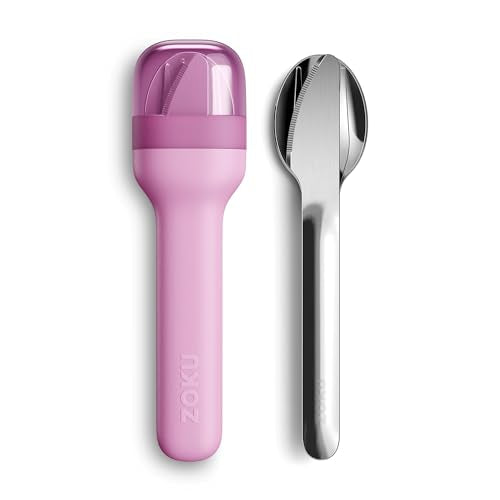 ZOKU Pocket Utensil Set, Purple - Stainless Steel Fork, Knife, and Spoon Nest in Case - Portable Design for Travel, School, Work, Picnics, Camping and Outdoor Home Use - color: Purple