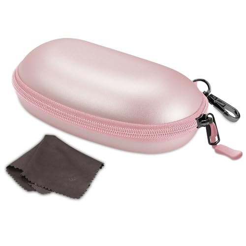 Fintie Sunglasses Case with Carabiner, Hard Shell Shockproof Sport Glasses Cases Travel Zipper Eyeglasses Holder, Rose Gold - color: Rose Gold