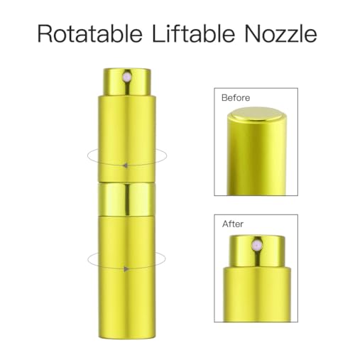 LISAPACK 8ML Atomizer Perfume Spray Bottle for Travel, Empty Refillable Cologne Dispenser, Portable Sprayer (Yellow) - color: Yellow