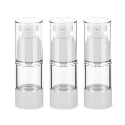 0.5OZ/15ML Clear Airless Pump Bottles, Lotion Dispenser Travel with Pump, Vacuum Plastic Travel Size Lotion Bottle for Foundation, Creams, Cosmetic(3 Pack) - size: 0.5 oz / 15 ml (3 pcs)