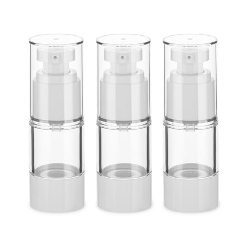 0.5OZ/15ML Clear Airless Pump Bottles, Lotion Dispenser Travel with Pump, Vacuum Plastic Travel Size Lotion Bottle for Foundation, Creams, Cosmetic(3 Pack) - size: 0.5 oz / 15 ml (3 pcs)