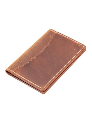 Handcrafted Genuine Leather Wallets, Minimalist Cardholders, and Passport Covers, Handmade Gift - color: Ginger, style: Bifold Cardholder In-out