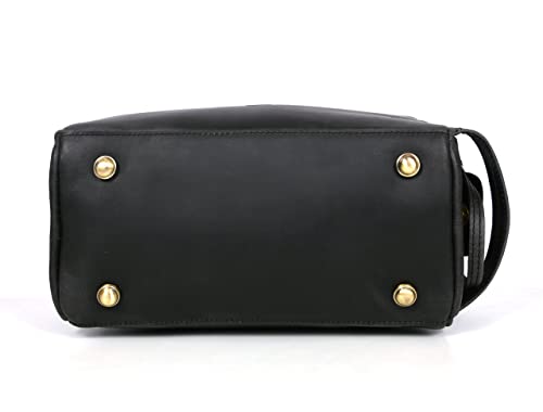 10" Premium Leather Toiletry Travel Pouch With Waterproof Lining Black Color | King-Size Handcrafted Vintage Shaving Kit By Aaron Leather Goods (Florida Black) - color: Florida Black