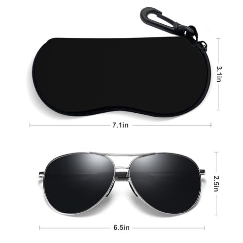Sunglasses Soft Case, Ultra Light Portable Neoprene Zipper Glasses Case for Men Women - color: Black