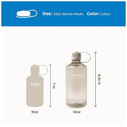 Nalgene 32 oz Narrow Mouth Water Bottle | BPA-Free, Durable & Leak Proof, Lghtweght Bottle for Hkng, Gym & Travel, Cotton - color: Cotton, size: 32 Ounces