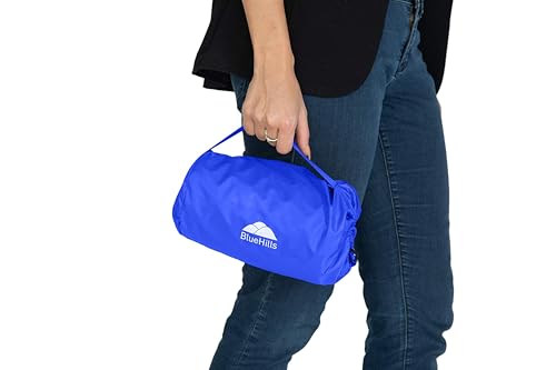 BlueHills Ultra Compact Travel Blanket Pillow in Portable Bag Case Premium Cozy Soft Compact Pack Large Blanket for Airplane Flight Layover Blue - Royal C005 - color: C005-royal