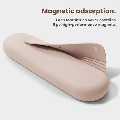 Silicone Electric Toothbrush Travel Case, Manual Toothbrush Travel Cover for Men and Women,Toothbrush Holder for Travel,Gym and More, Fits Most Manual and Electric Toothbrushes - Sand Pink - color: Sand Pink