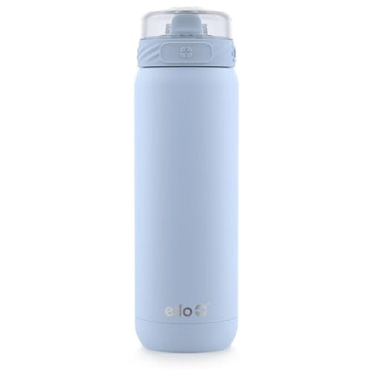 Ello Cooper 32oz Stainless Steel Water Bottle with Straw and Carry Handle, Double Walled and Vacuum Insulated Metal, Leak Proof Locking Lid with Soft Silicone Spout, Reusbale, BPA Free, Halogen Blue - color: Halogen Blue, size: 32 Ounces