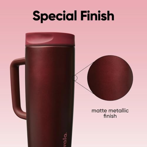 Owala SmoothSip Slider Stainless Steel Insulated Travel Mug with Handle, 100% Leak Proof, For Hot and Cold Drinks, Travel Friendly with Sliding Lock Lid, BPA Free, 24 oz, Black Cherry - color: Black Cherry, size: 24 Ounces