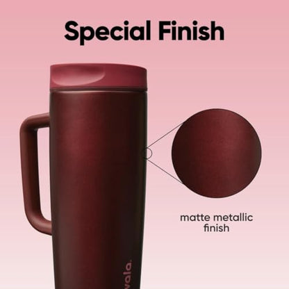 Owala SmoothSip Slider Stainless Steel Insulated Travel Mug with Handle, 100% Leak Proof, For Hot and Cold Drinks, Travel Friendly with Sliding Lock Lid, BPA Free, 24 oz, Black Cherry - color: Black Cherry, size: 24 Ounces