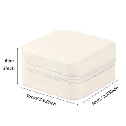 Travel Jewelry Case 2 Pack Mini Travel jewelry Box Portable Organizer Women Girls Gift Box for Rings Earrings Necklaces Bracelets - color: Off white
