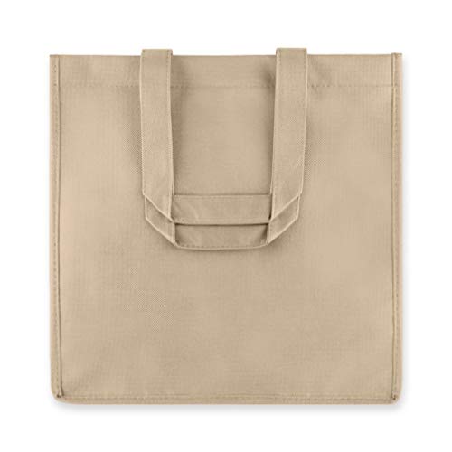 True Wine Tote Bag with Dividers, 6 Bottle Carrier for Wines & Champagne Bottles, Perfect for Travel, Holiday, Birthday Party - color: Beige