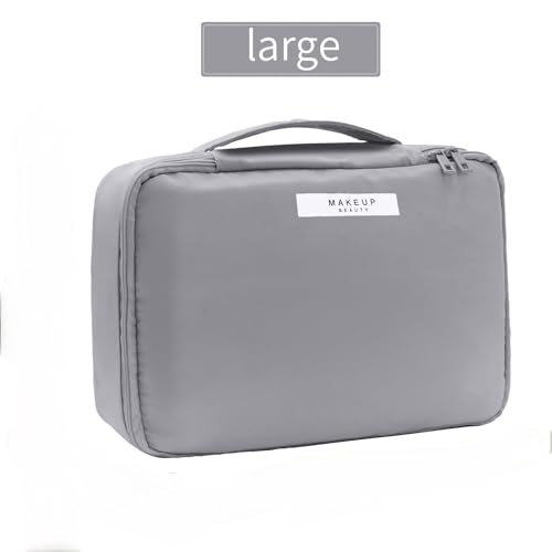 Queboom Travel Makeup Bag Cosmetic Bag Makeup Bag Toiletry bag for women and men (Grey) - color: Grey