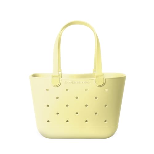 Simple Modern Large Beach Bag | Waterproof Getaway Rubber Tote with Zipper Pocket for Travel, Pool, Boat, Groceries, Sports | Buttercup - color: Buttercup, style: Large