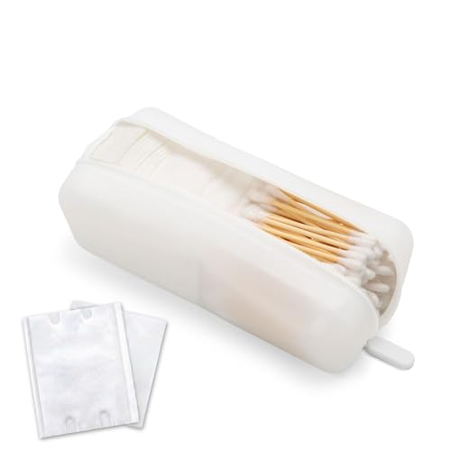 Cotton Pad Swab Travel Case, 2-in-1 Waterproof Organizer, VISFRESH (Clear) - color: Clear