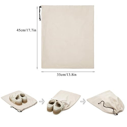 LAKE OF FIRE 4-Piece Travel Shoe Bags for Packing, 17.7" x 13.8" Dustproof Shoe Bags with Drawstring Closure,Washable & Reusable(Beige) - color: Beige