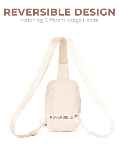 CHOLISS Small Crossbody Bags for Women and Men, Sling Bag for Women and Men Trendy, Fanny Packs Chest Bag with Extended Strap - color: Ivory