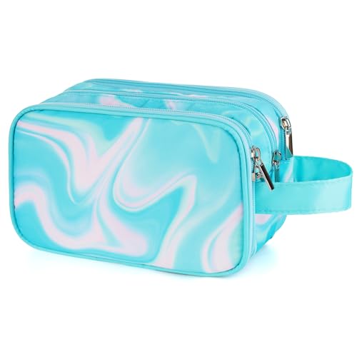 Teal Toiletry Bag for Girls, Travel Toiletry Bag for Teen Girls Cosmetic Bag Makeup Bag Waterproof Hanging Wash Bag Kids Toiletries, Green - color: Fluids-Teal