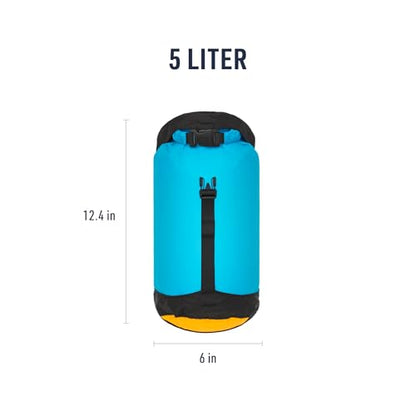 Sea to Summit eVac Ultra-Lightweight Compression Dry Bag, Waterproof Dry Storage, 5 Liter, Atoll Blue - color: Atoll Blue, style: 5 Liter