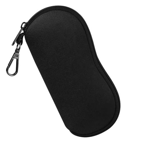 FINTIE Glasses Case with Carabiner, Ultra Light Portable Neoprene Zipper Sunglasses Soft Case - color: Black